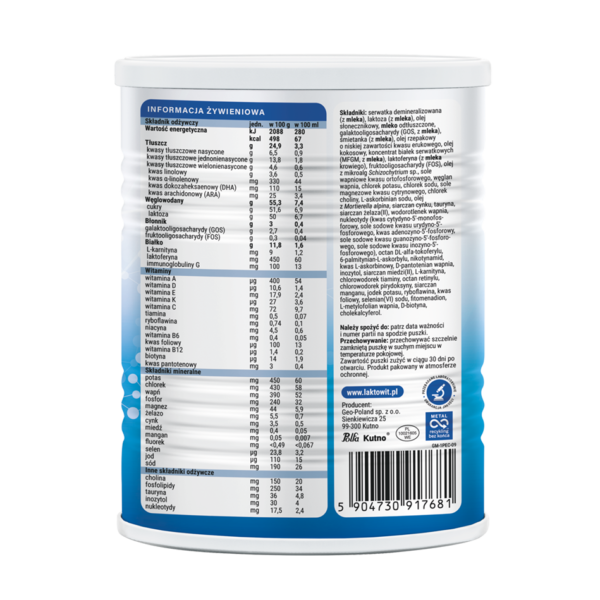 Laktowit 1 Laktoferyna+MFGM mleko początkowe do karmienia niemowląt