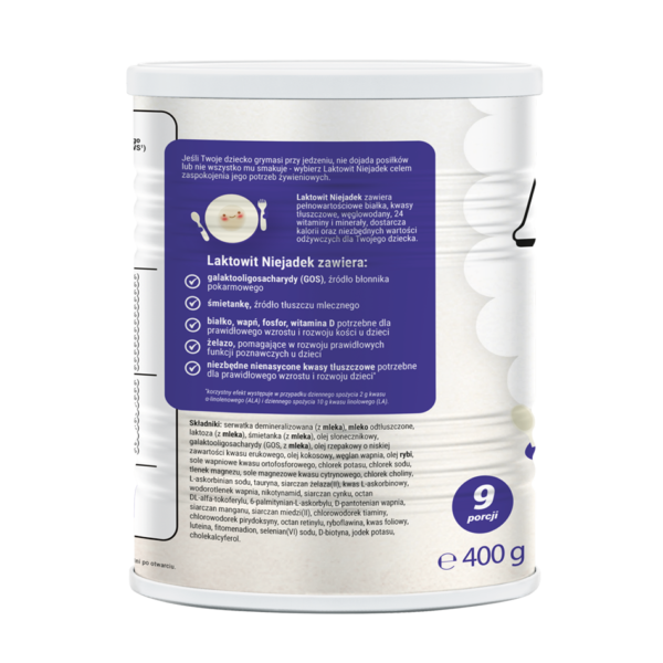 Laktowit Niejadek, mleko w proszku dla dzieci po chorobie, z wybiórczością pokarmową.